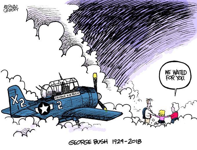 George H.W. Bush Reunited With Wife Barbara and Daughter Robin in Heartfelt Cartoon