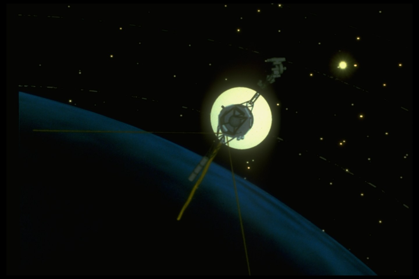 Computer graphics of Voyager 2 spacecraf