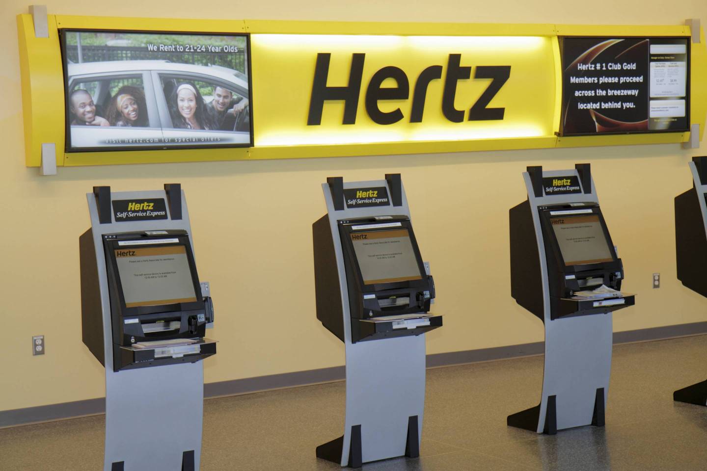 Hertz Car Rental Self Service Express kiosk.