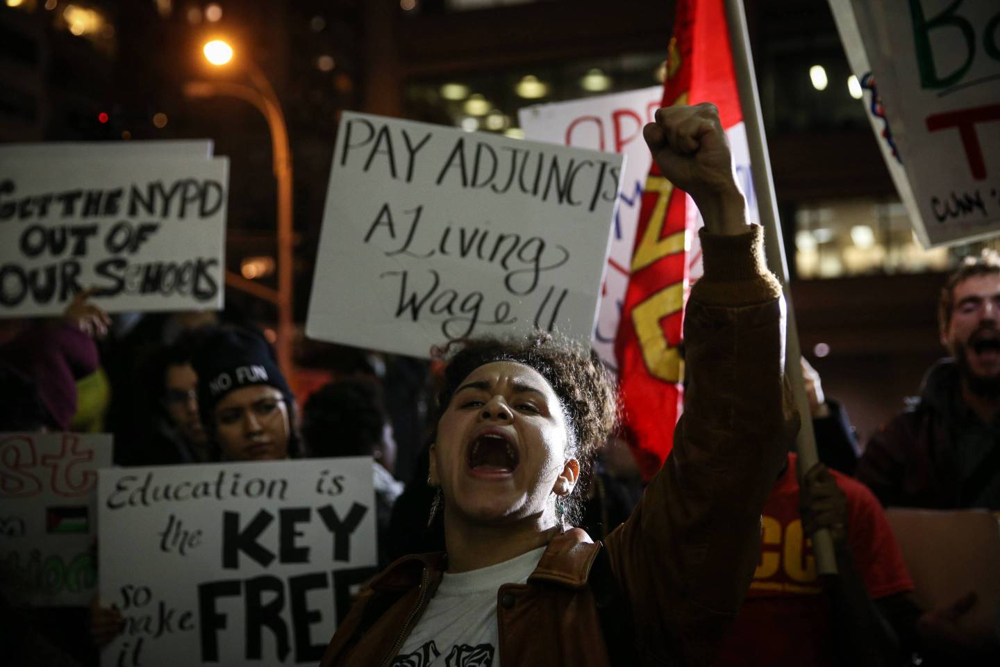 College students march to demand tuition-free education in New York