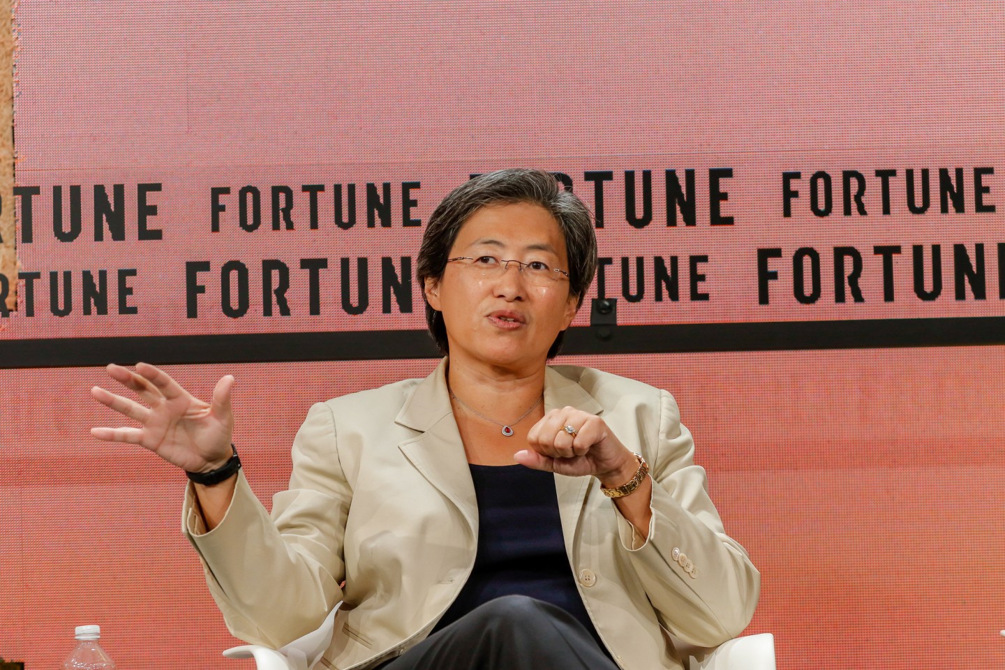 AMD CEO Lisa Su speaking at the 2018 Fortune Brainstorm Tech conference in Aspen.
