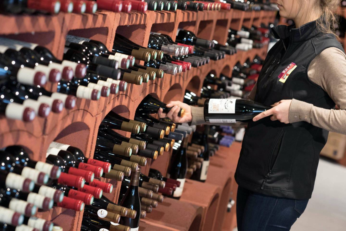 Wine racks in a wine shop