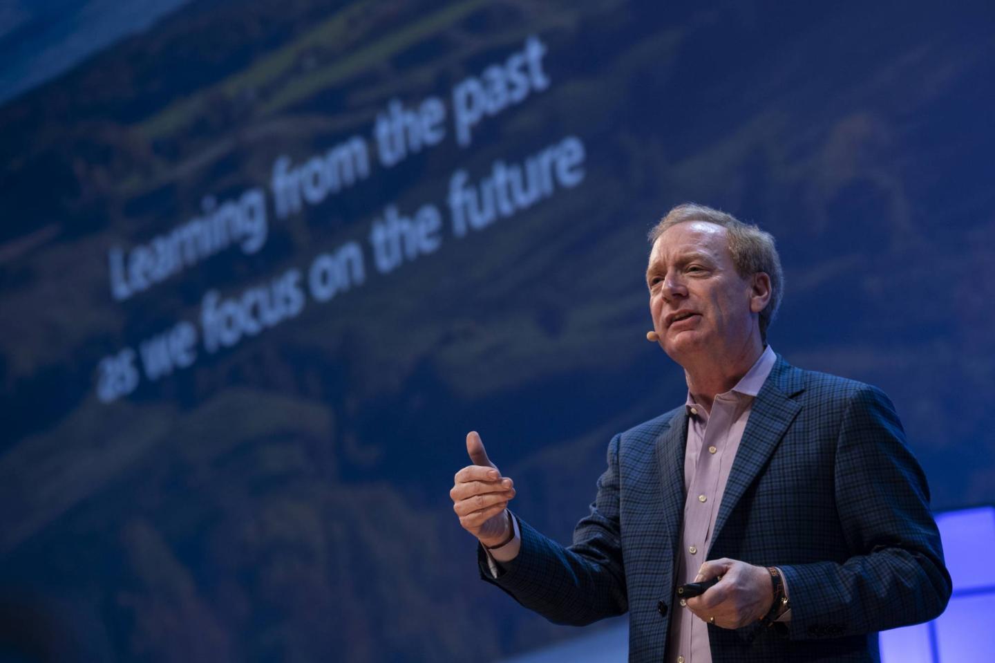 President of Microsoft Corporation Brad Smith is seen on