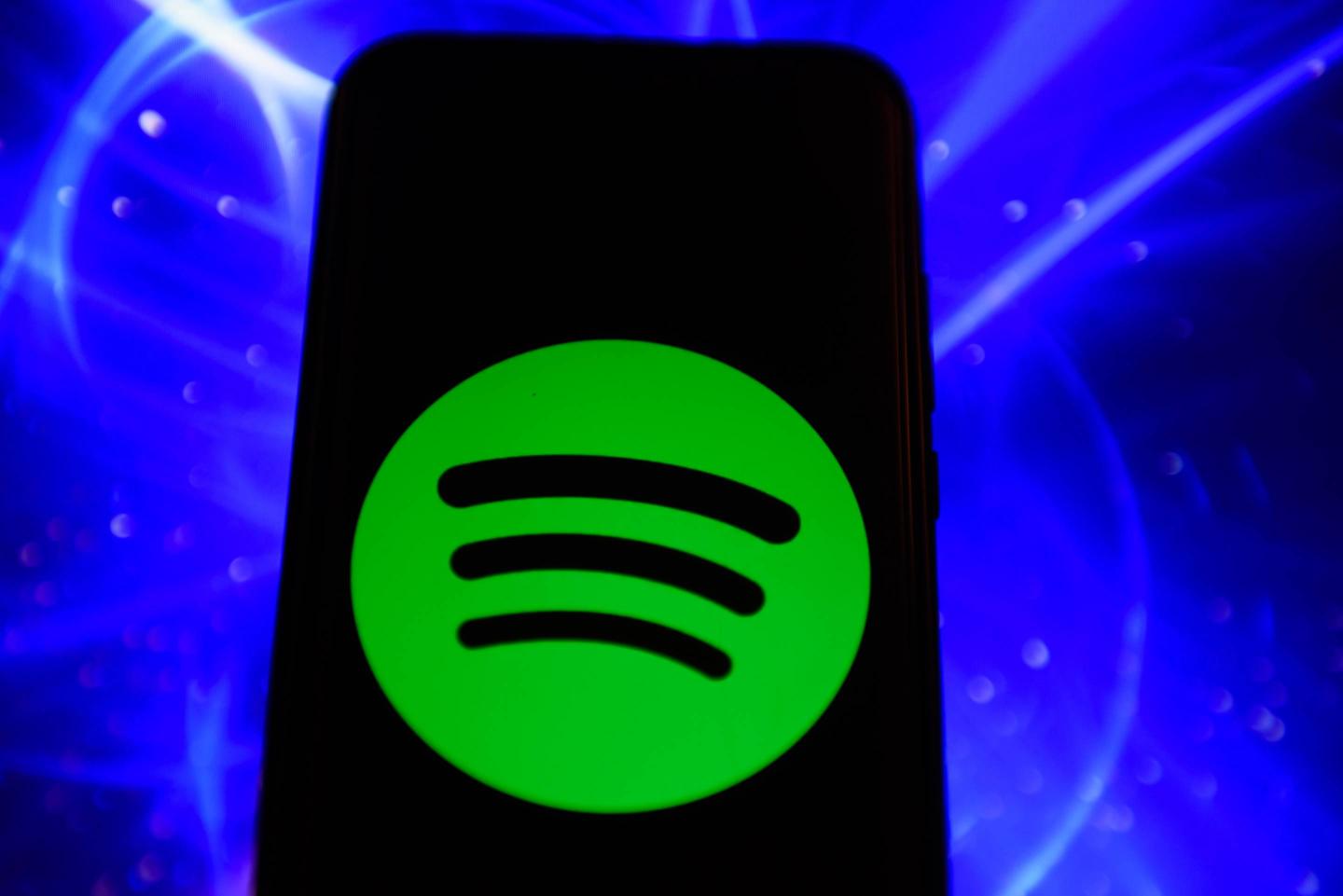 Spotify logo is seen on an android mobile phone