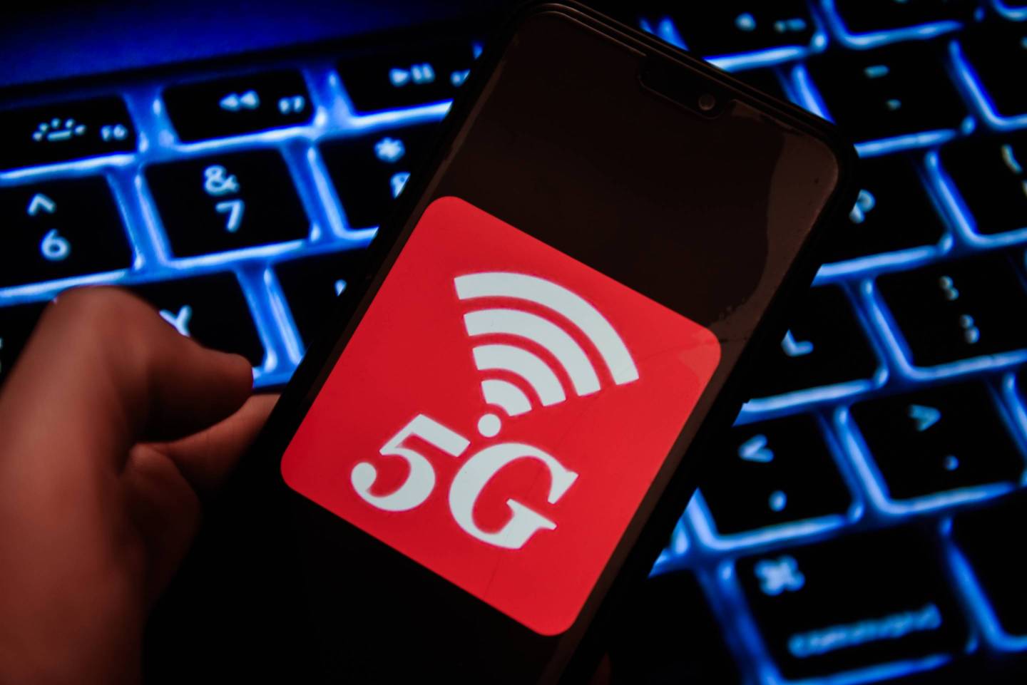 5G logo is seen on an android mobile phone