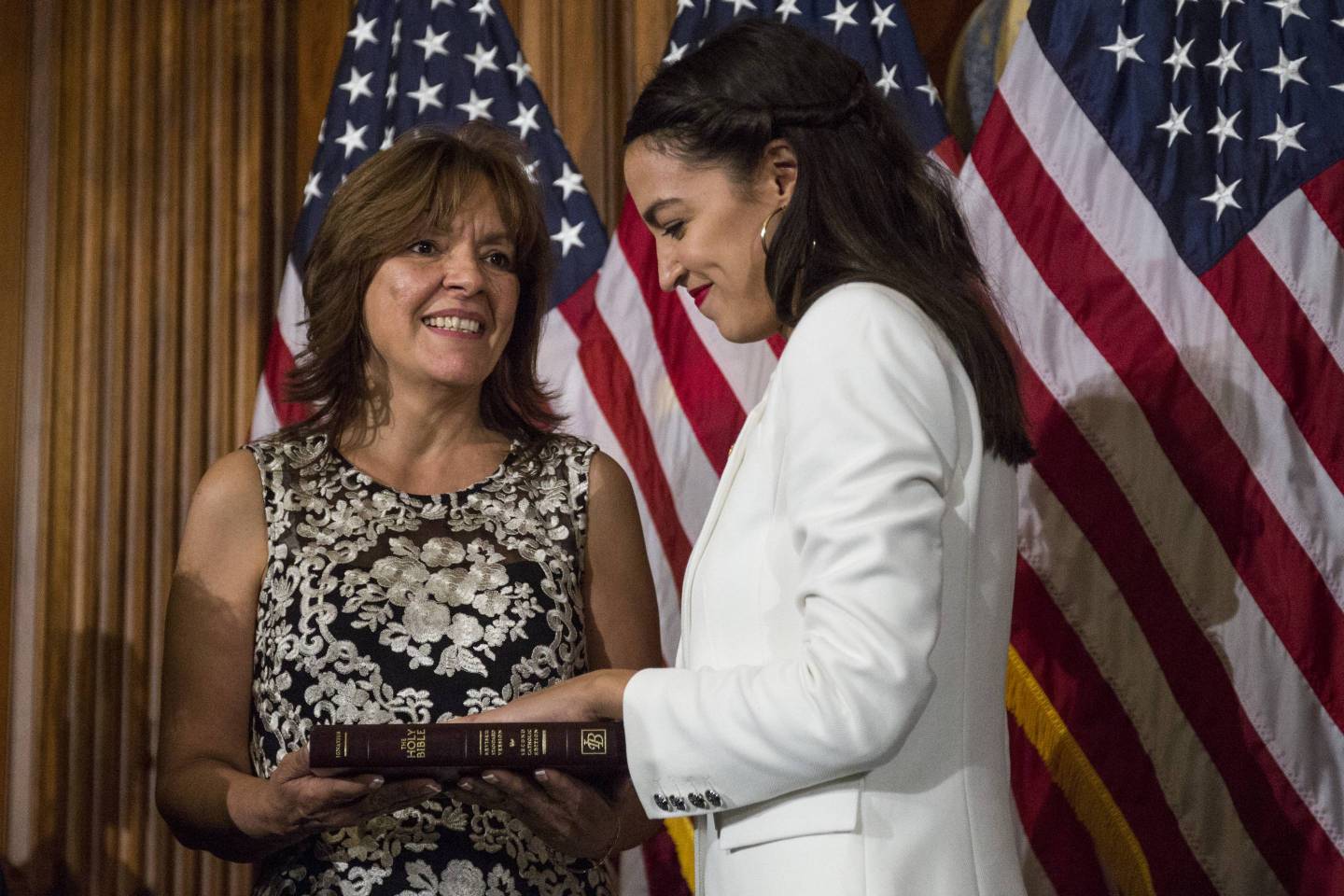 Newly Elected House Speaker Nancy Pelosi Holds Ceremonial Swearing-In With New Members Of Congress