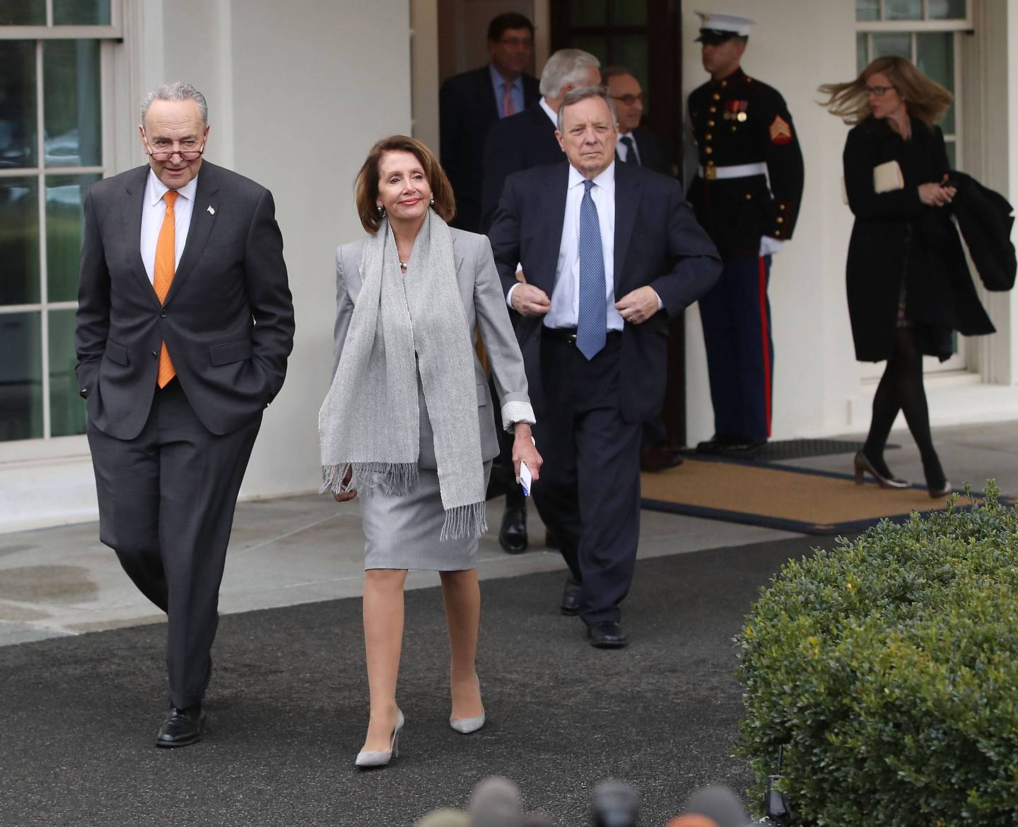Congressional Democrats Speak To The Press After Meeting With President Trump On Shutdown At The White House