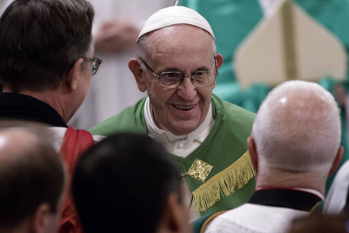 Pope Francis leads the celebration of the Vespers on the