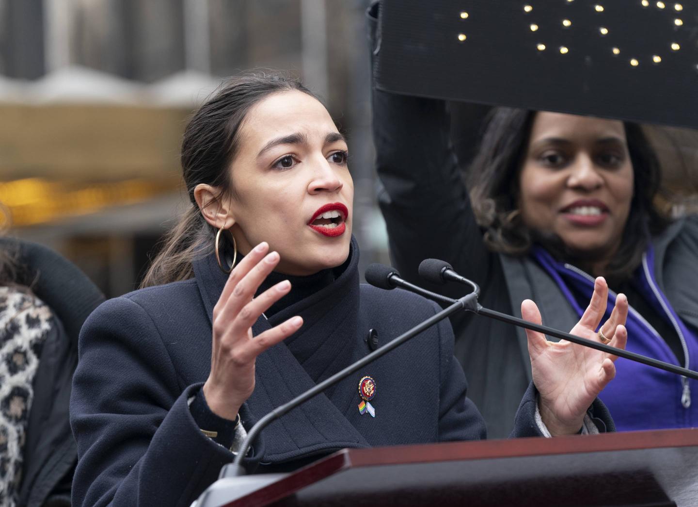 US Congresswoman Alexandria Ocasio-Cortez speaks at 3rd