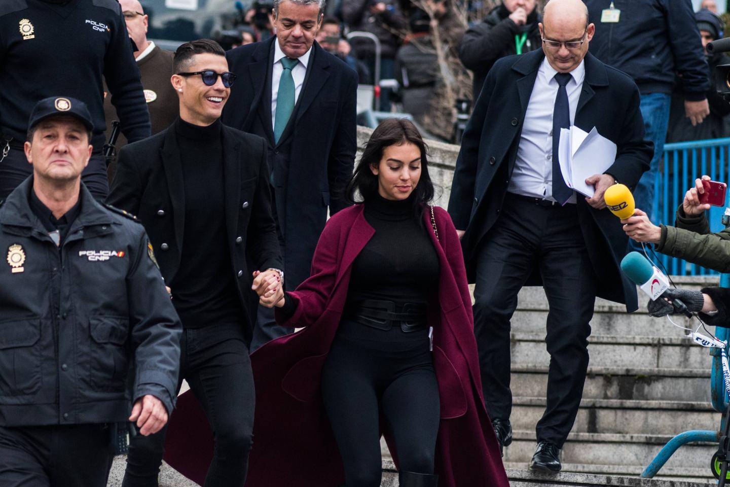 Portuguese football player Cristiano Ronaldo leaves '