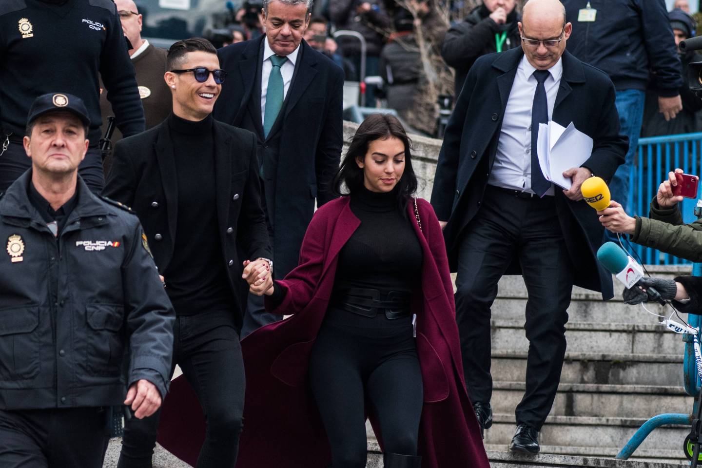 Portuguese football player Cristiano Ronaldo leaves '