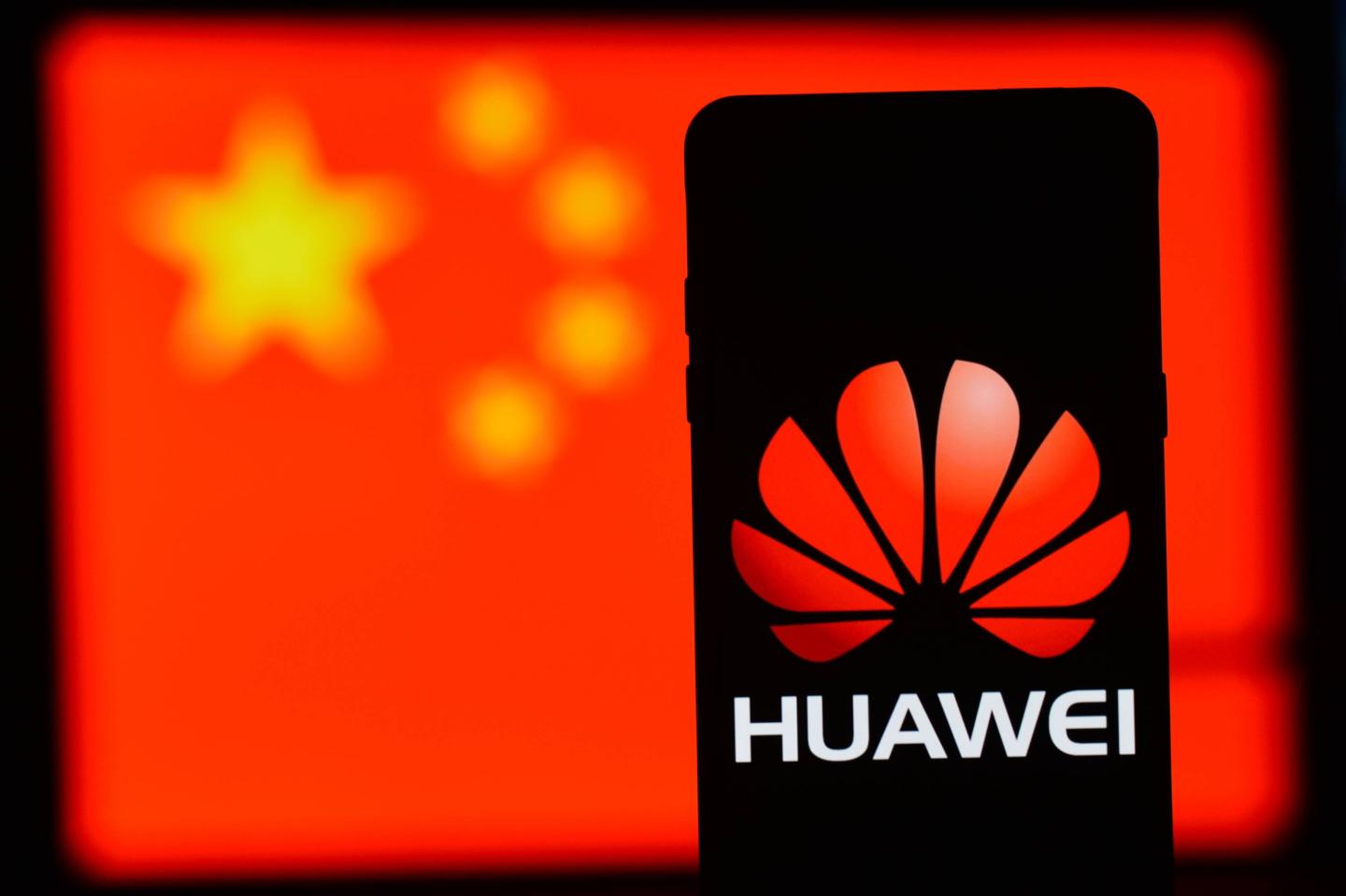 A Huawei logo seen displayed on a smart phone