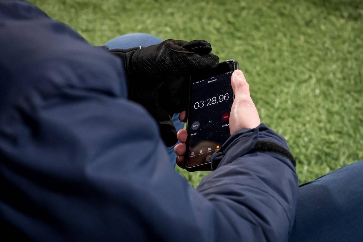 a man uses an iphone