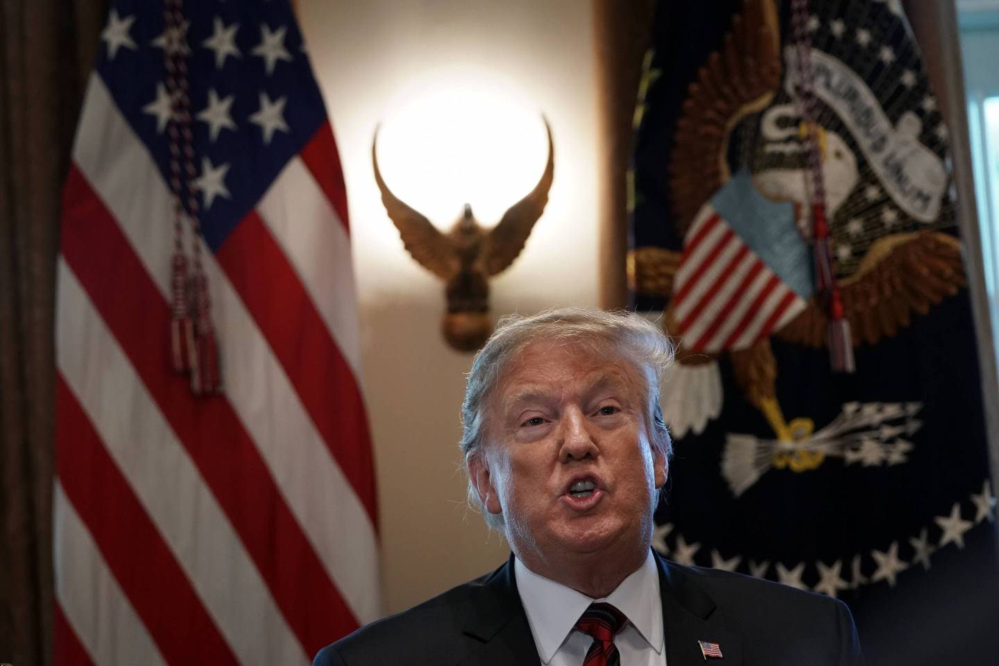 President Trump Hosts Roundtable On Border Security In Cabinet Room Of White House