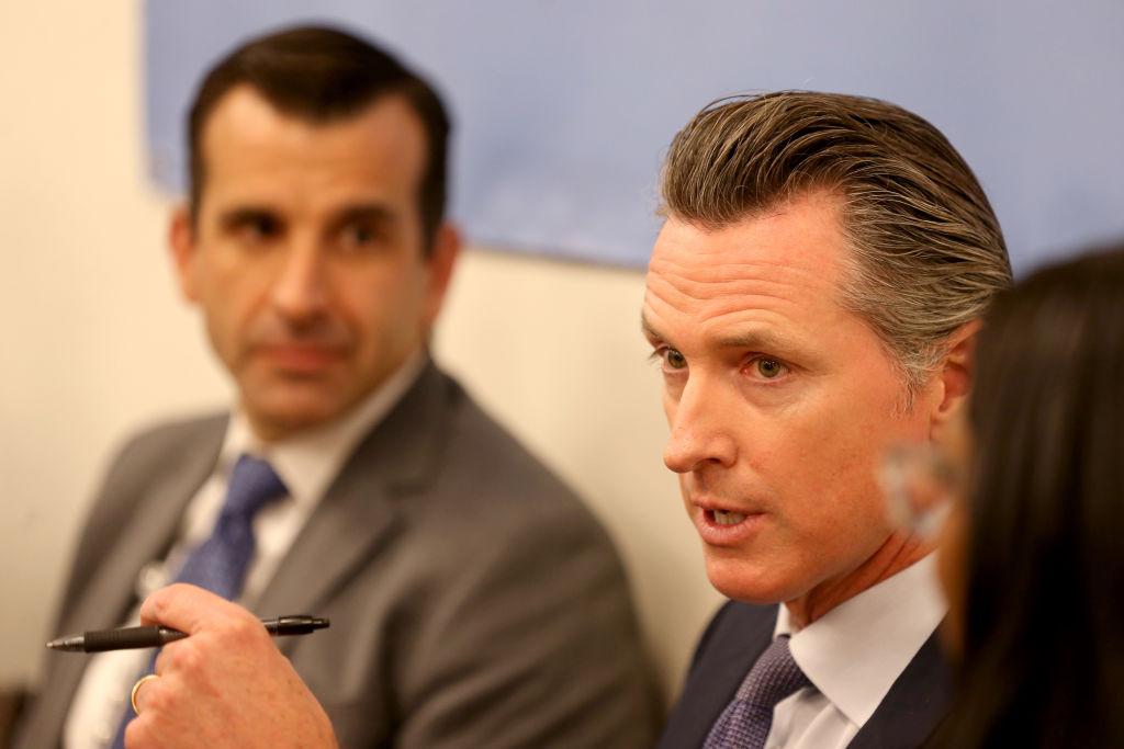 California Governor Gavin Newsom alongside San Jose Mayor Sam Liccardo host roundtable