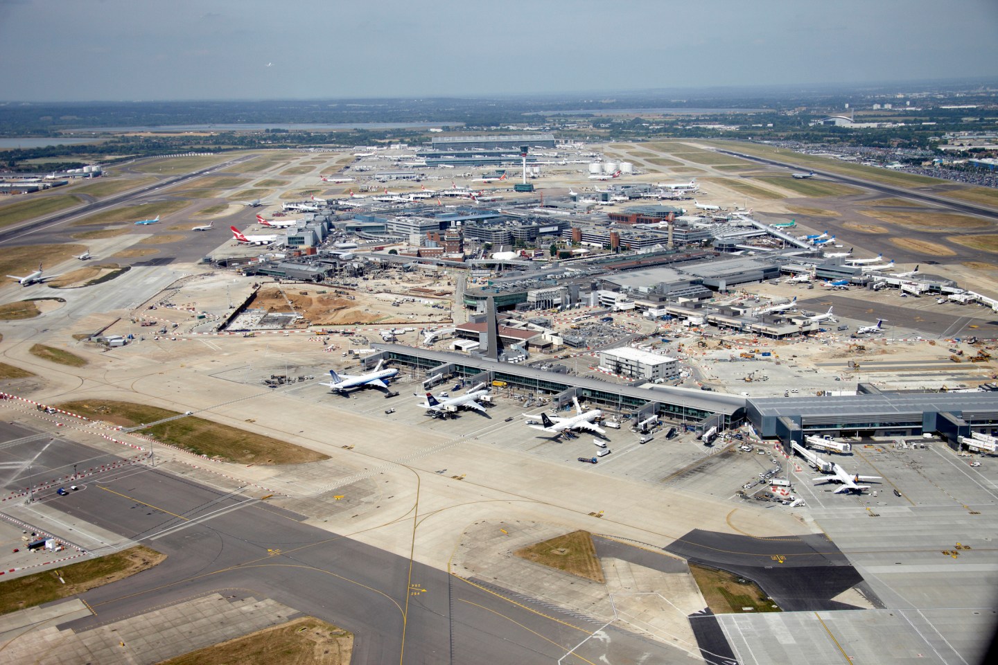 Aerial view west of Heathrow Airport