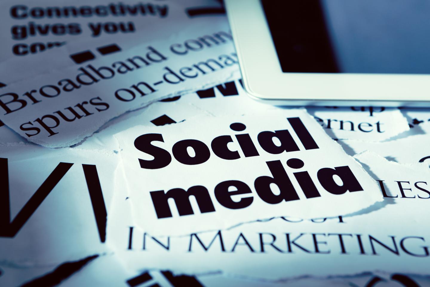 Headlines on broadband connectivity and social media in marketing