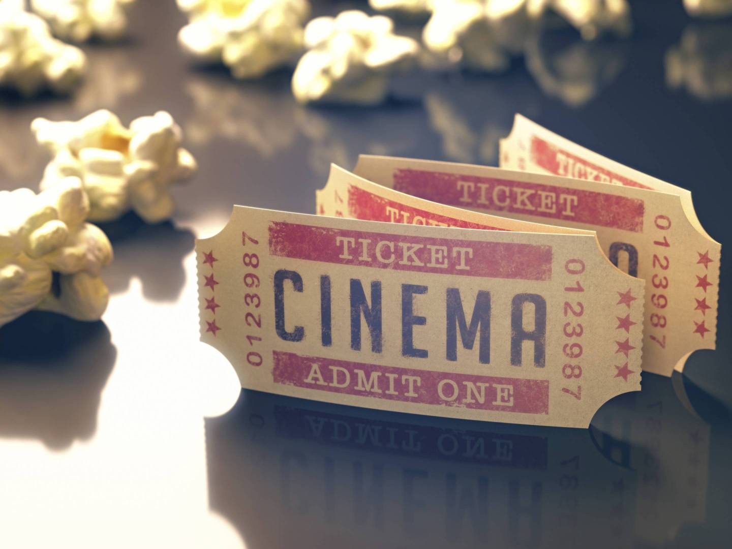Cinema tickets and popcorn, illustration