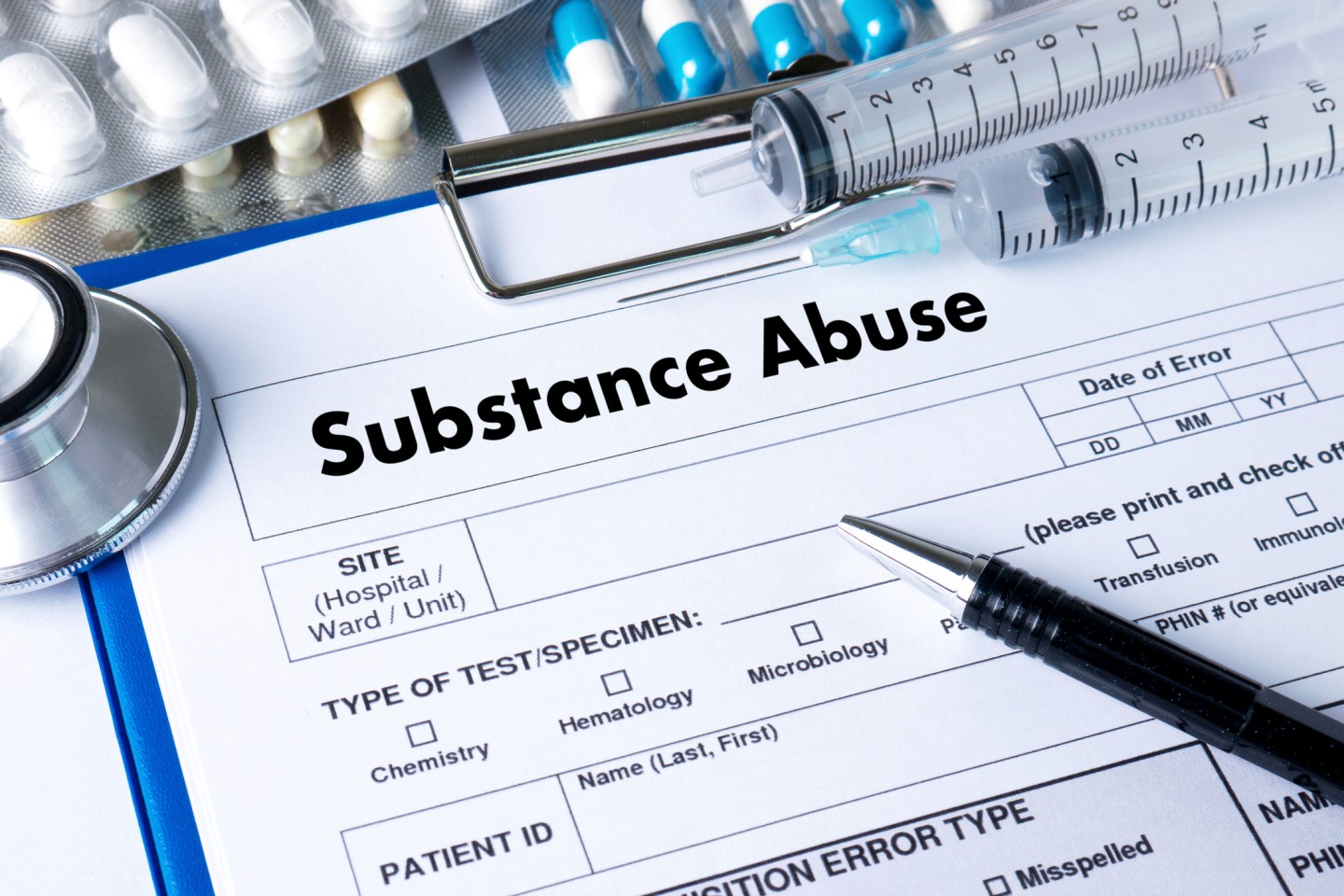 Substance Abuse doctor hand working Professional doctor