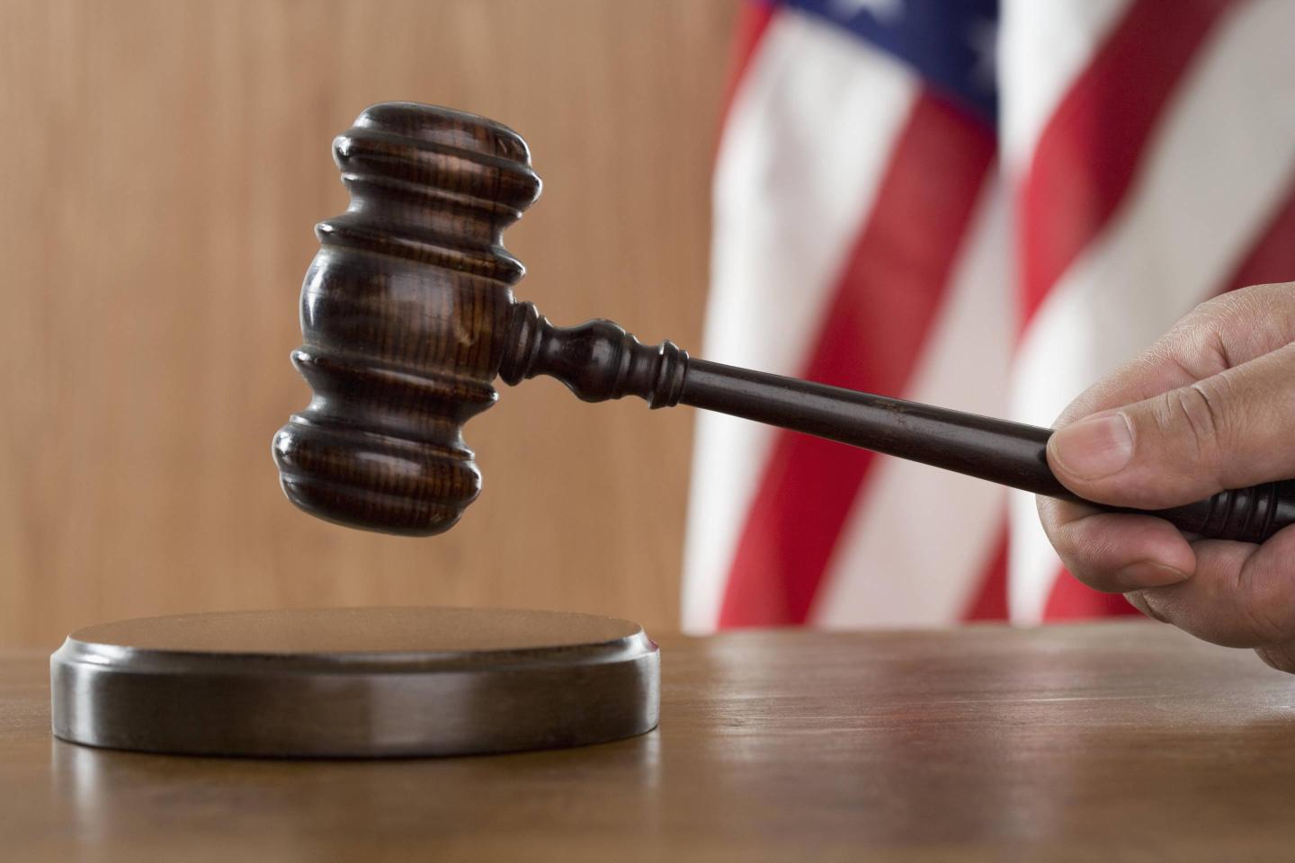 Close of gavel in courtroom
