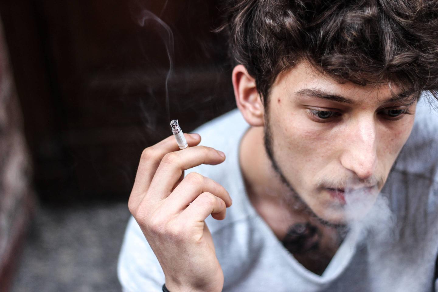 Man Smoking Cigarette