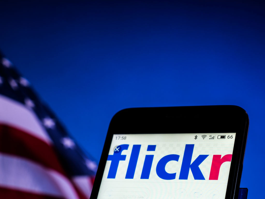 Flickr social networking website seen displayed on a smart