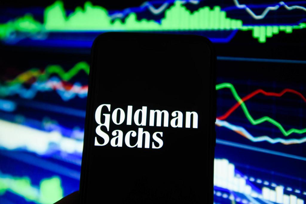Goldman Sachs logo is seen on an android mobile phone