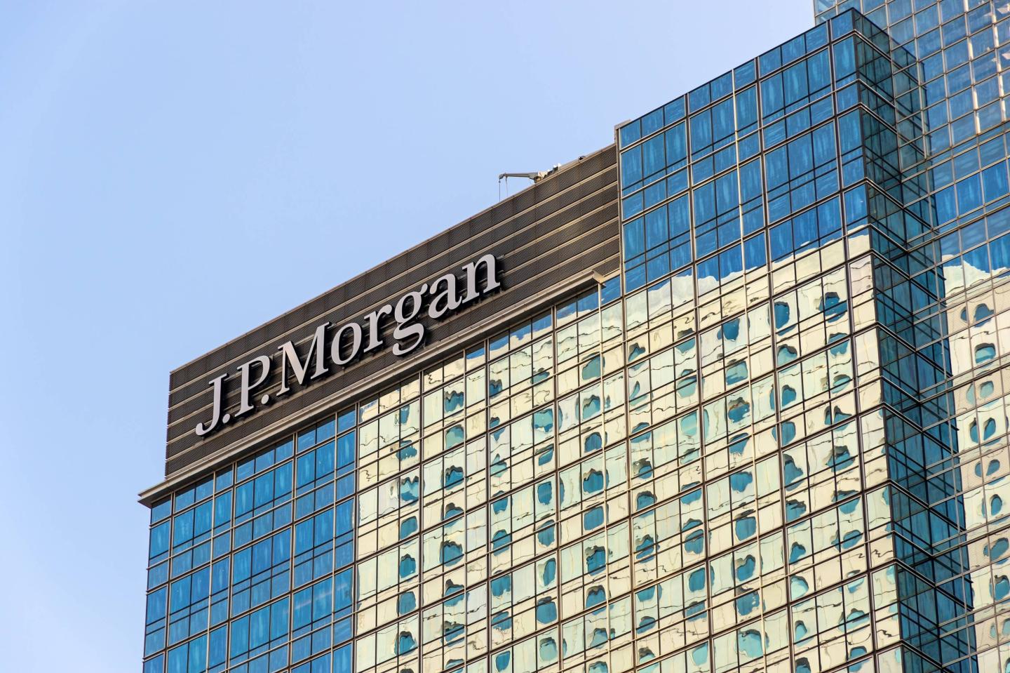 Skyscraper building of JP Morgan seen in Hong Kong