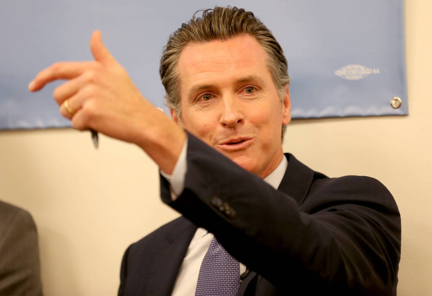 California Governor Gavin Newsom alongside San Jose Mayor Sam Liccardo host roundtable
