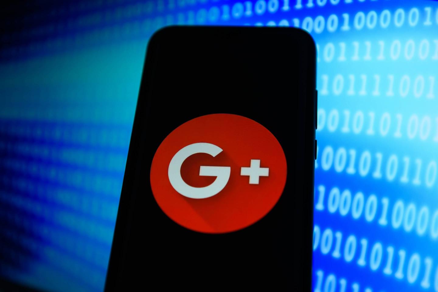 Google + logo is seen on an android mobile phone