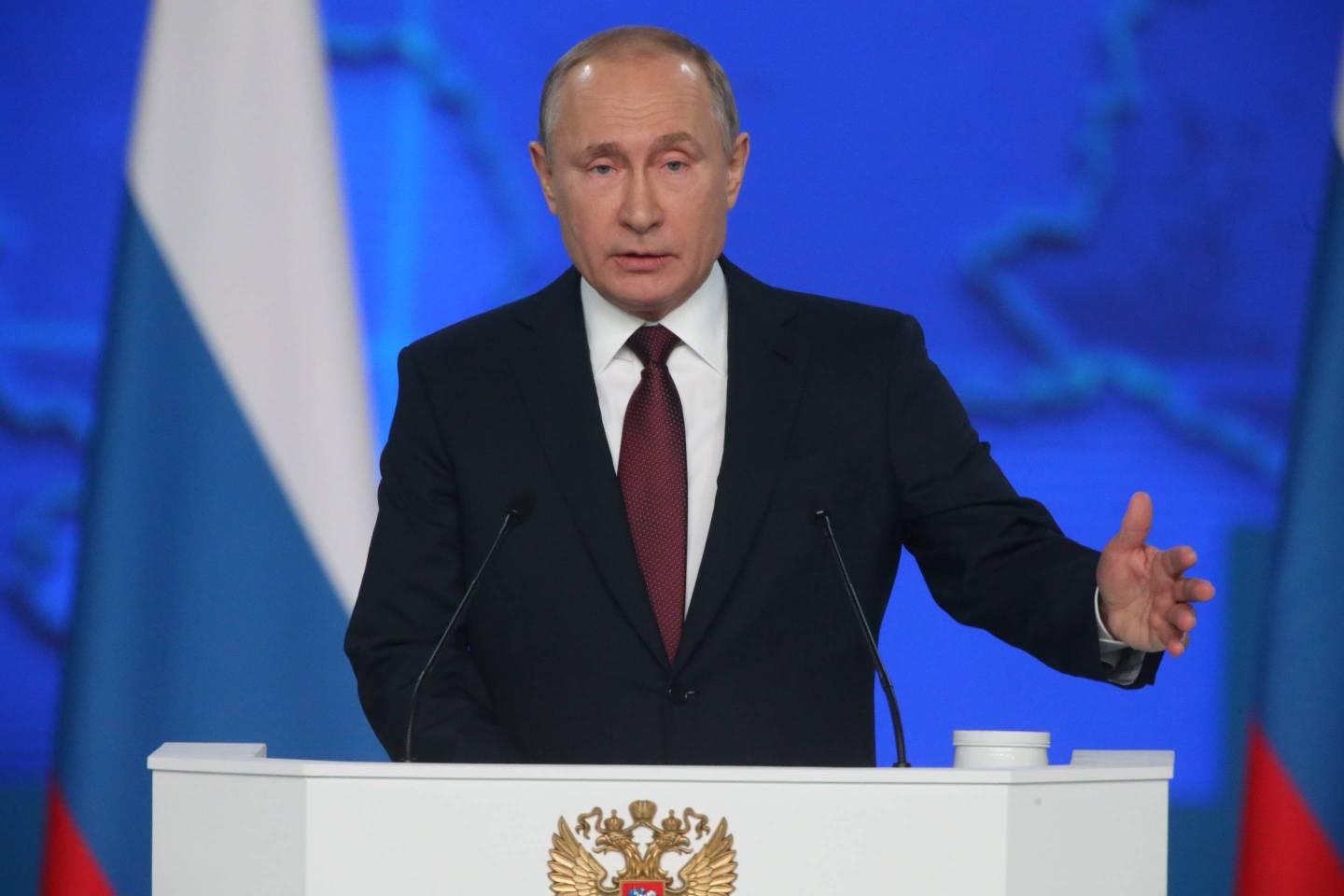 Russian President Vladimir Putin addresses to the nation