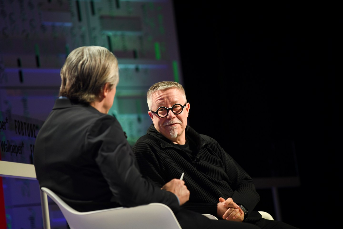 IDEO CEO Tim Brown (right), with Fortune's Clay Chandler, at the 2019 Fortune Brainstorm Design conference in Singapore.