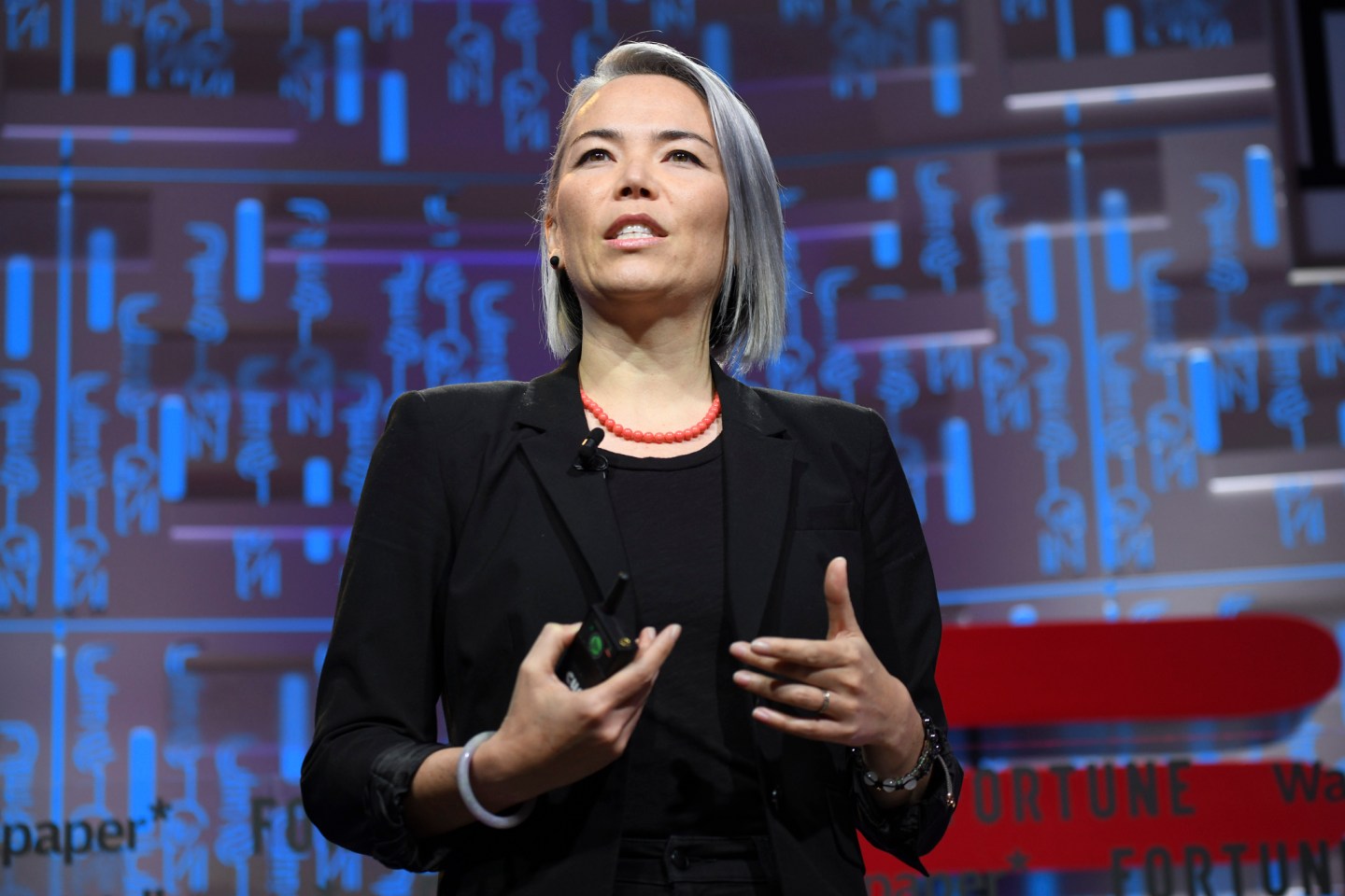 Google director of UX design Kat Holmes speaking at the 2019 Fortune Brainstorm Design conference in Singapore.