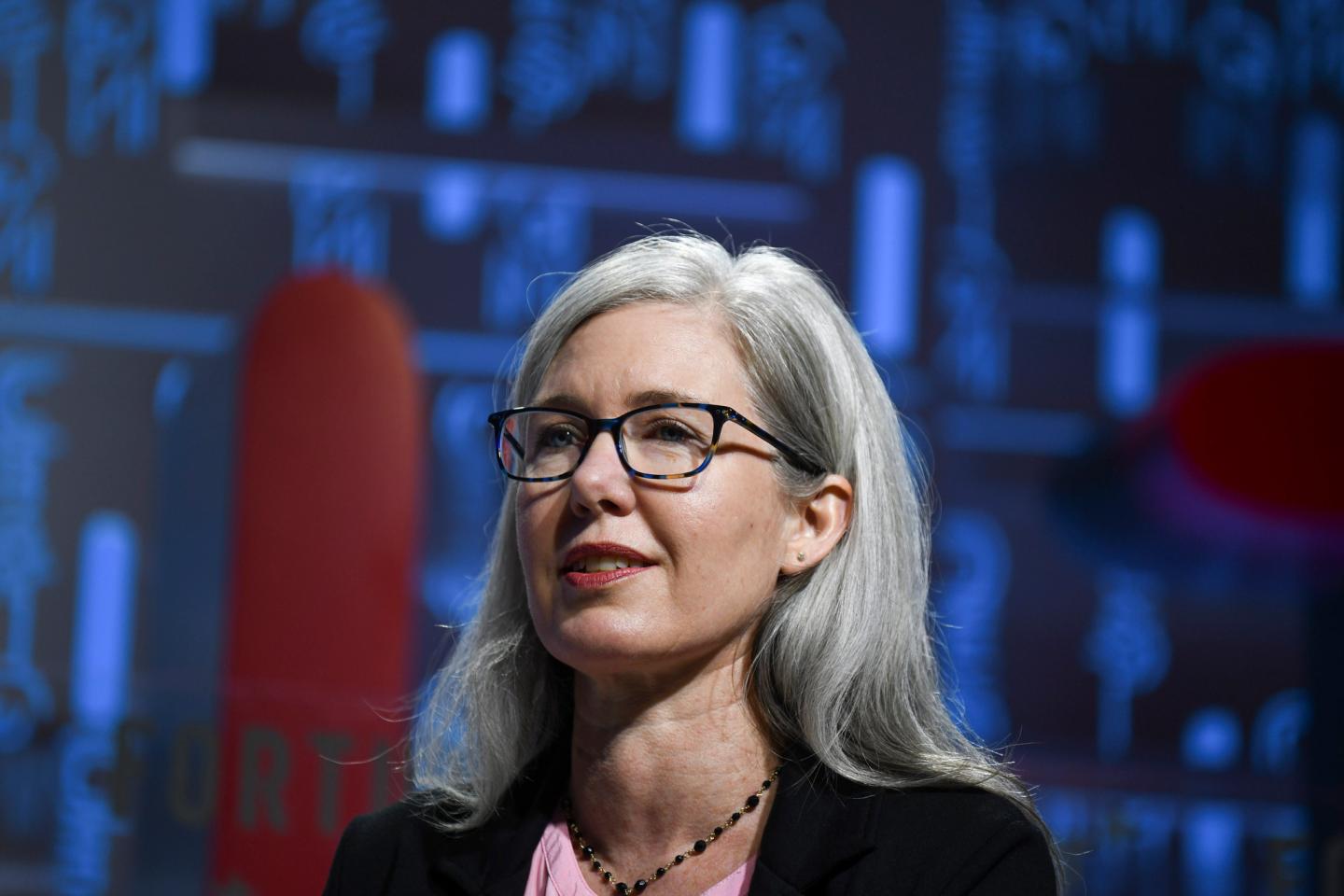 Jamie Myrold, vice president of design at Adobe, speaking during the town hall session of the 2019 Fortune Brainstorm Design conference in Singapore.