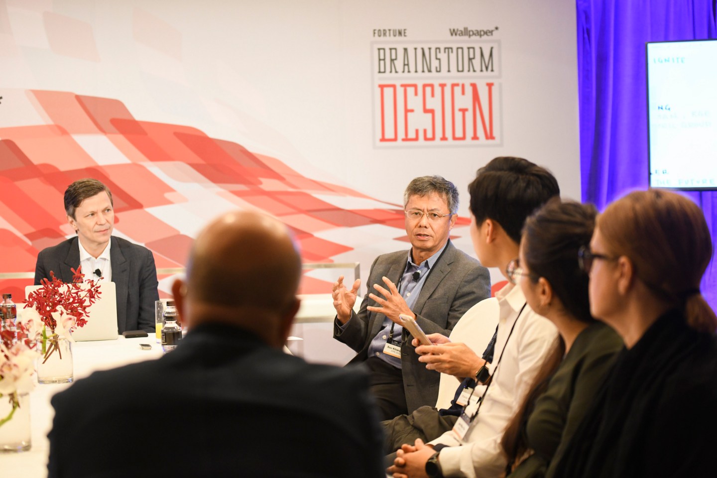 Jason Wild of Salesforce and Bey Soo Khiang of RGE and the APRIL Group speaking at the 2019 Fortune Brainstorm Design conference in Singapore.