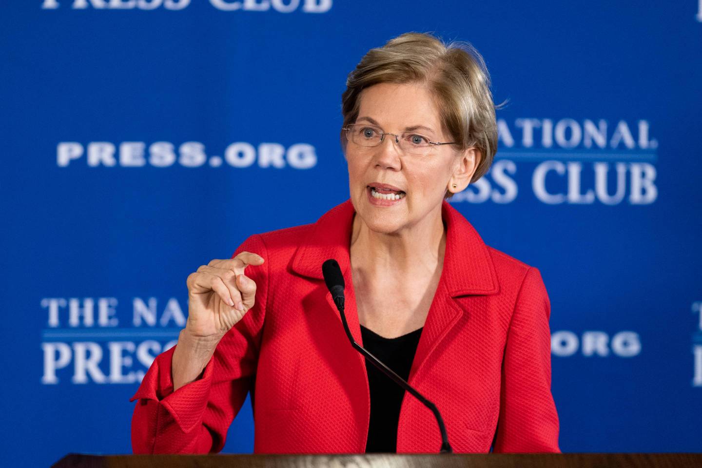 Senator Elizabeth Warren (D-MA) seen speaking about her