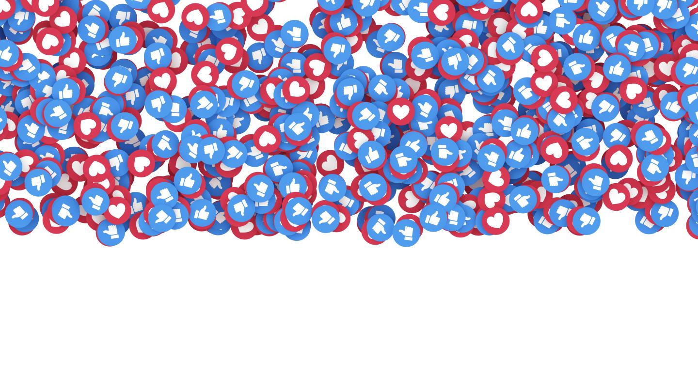 Directly Above Shot Of Likes And Heart Shape Icons On White Background