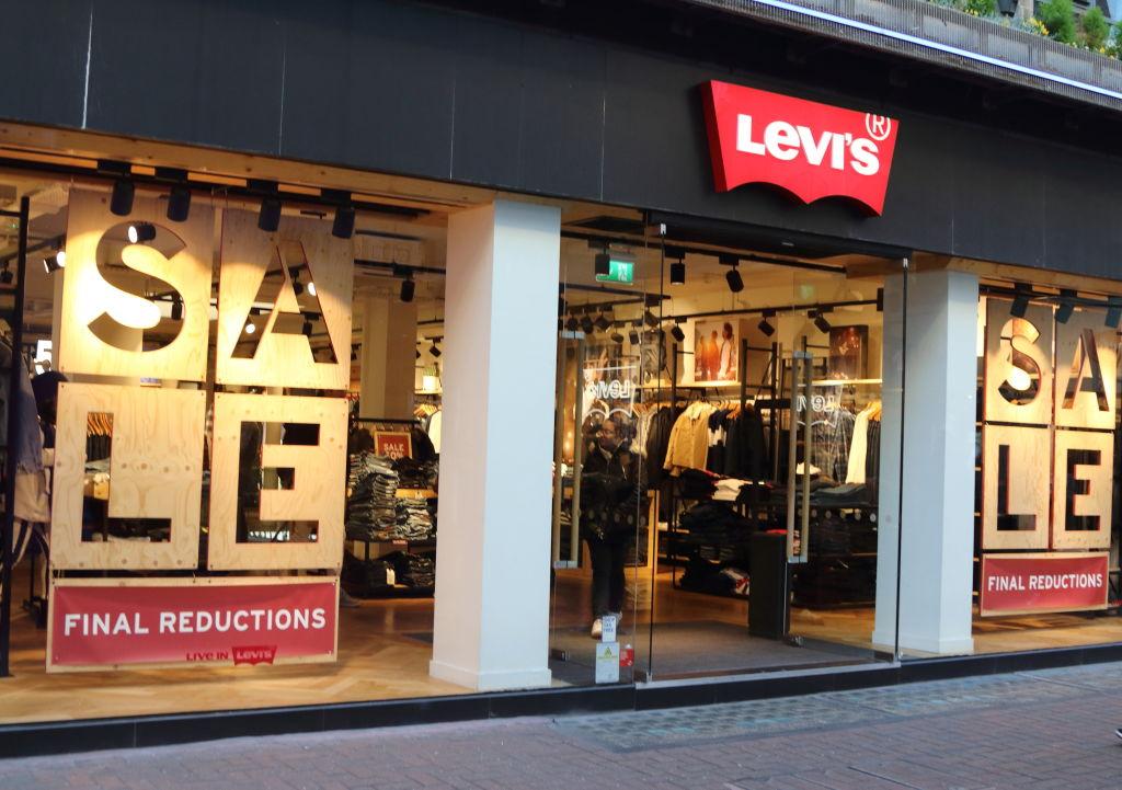Levi's brand logo seen in Carnaby Street in London, UK
