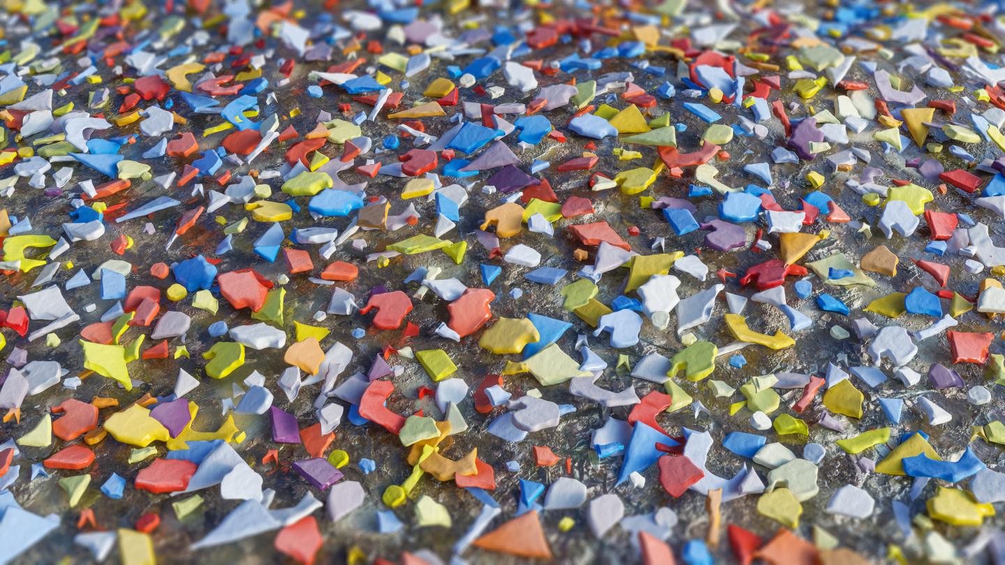 Pollution by plastic- 3D Rendering
