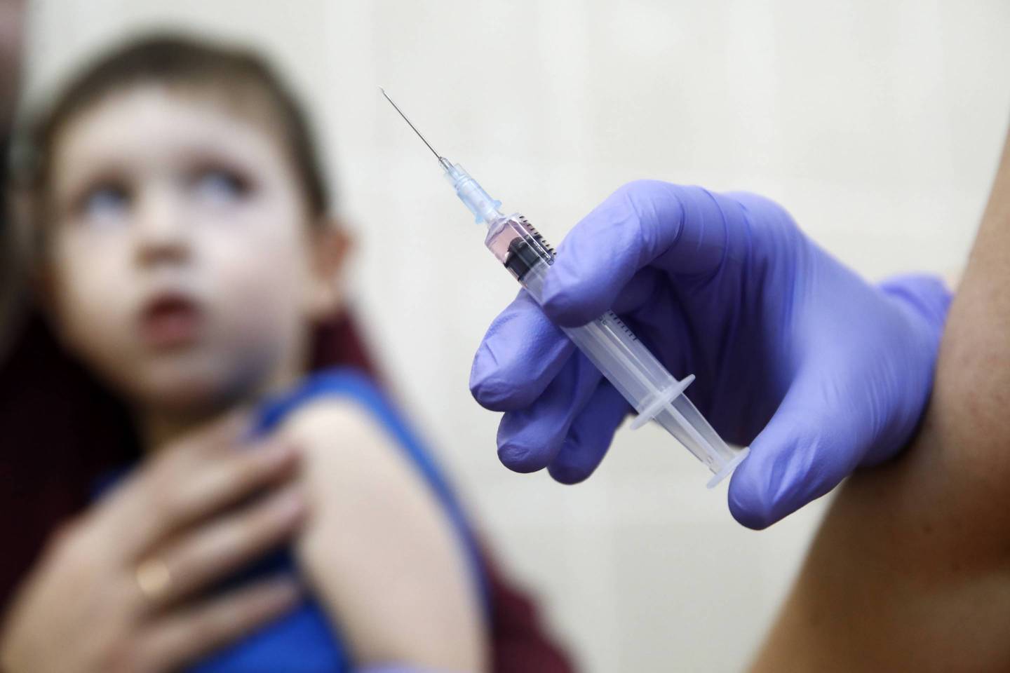 Vaccination for measles at Moscow's No39 children's outpatient clinic