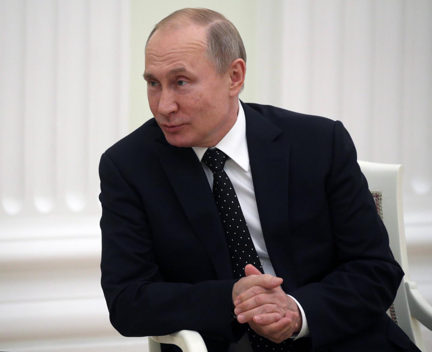 Russian President Vladimir Putin receives South Ossetian leader Anatoly Bibilov at the Kremlin