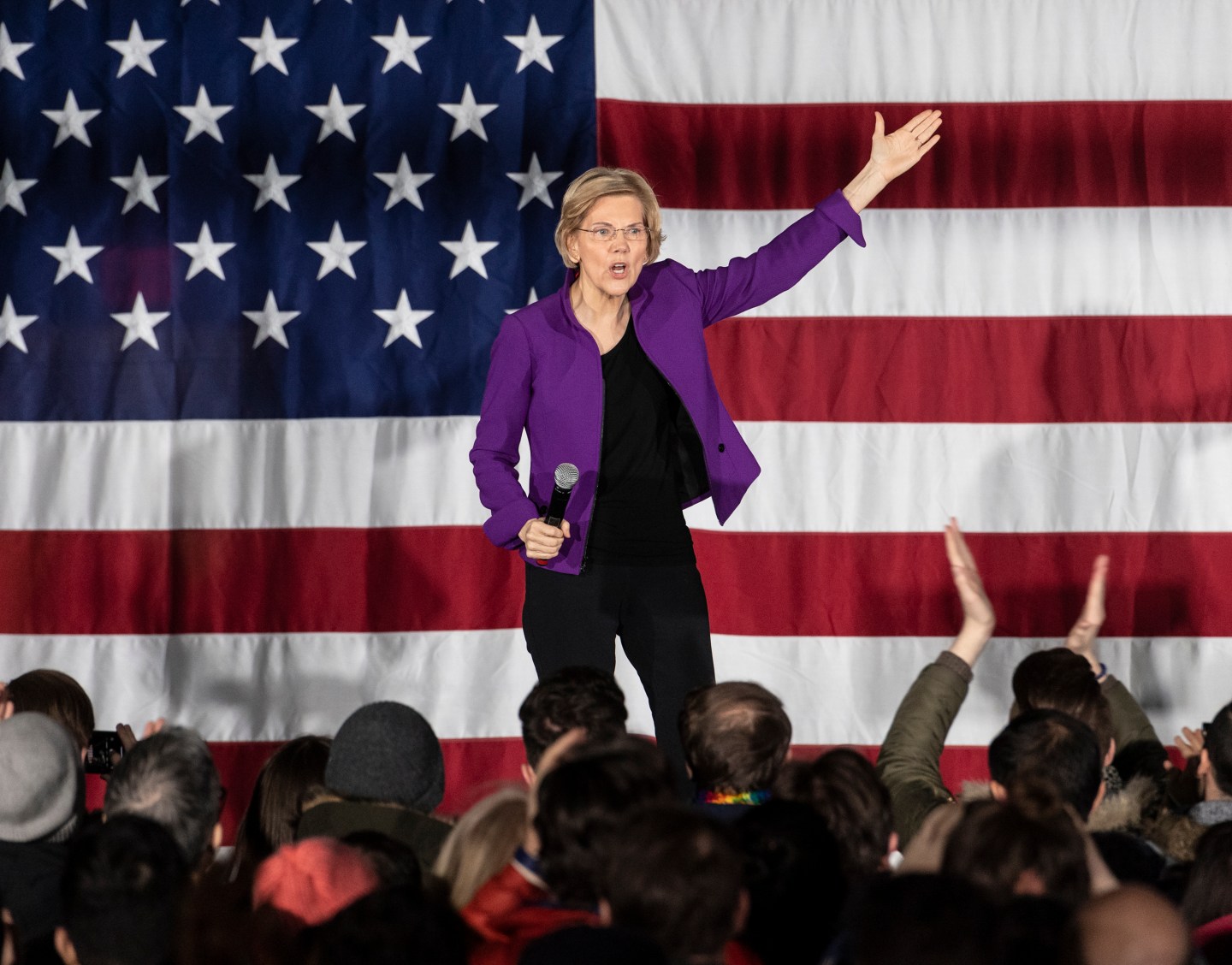 US Senator Elizabeth Warren Democrat speaks during campaign