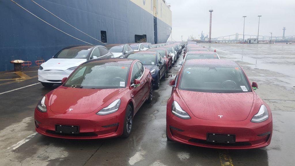 Tesla Model 3 Arrive At Port In Shanghai