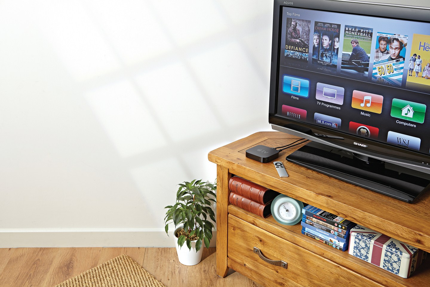 an apple tv connected to a TV set