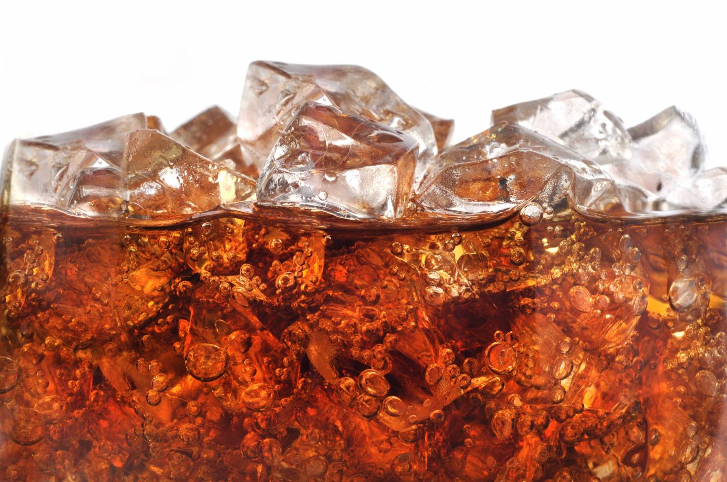 Detail of Cold Bubbly Carbonated Soft Drink with Ice