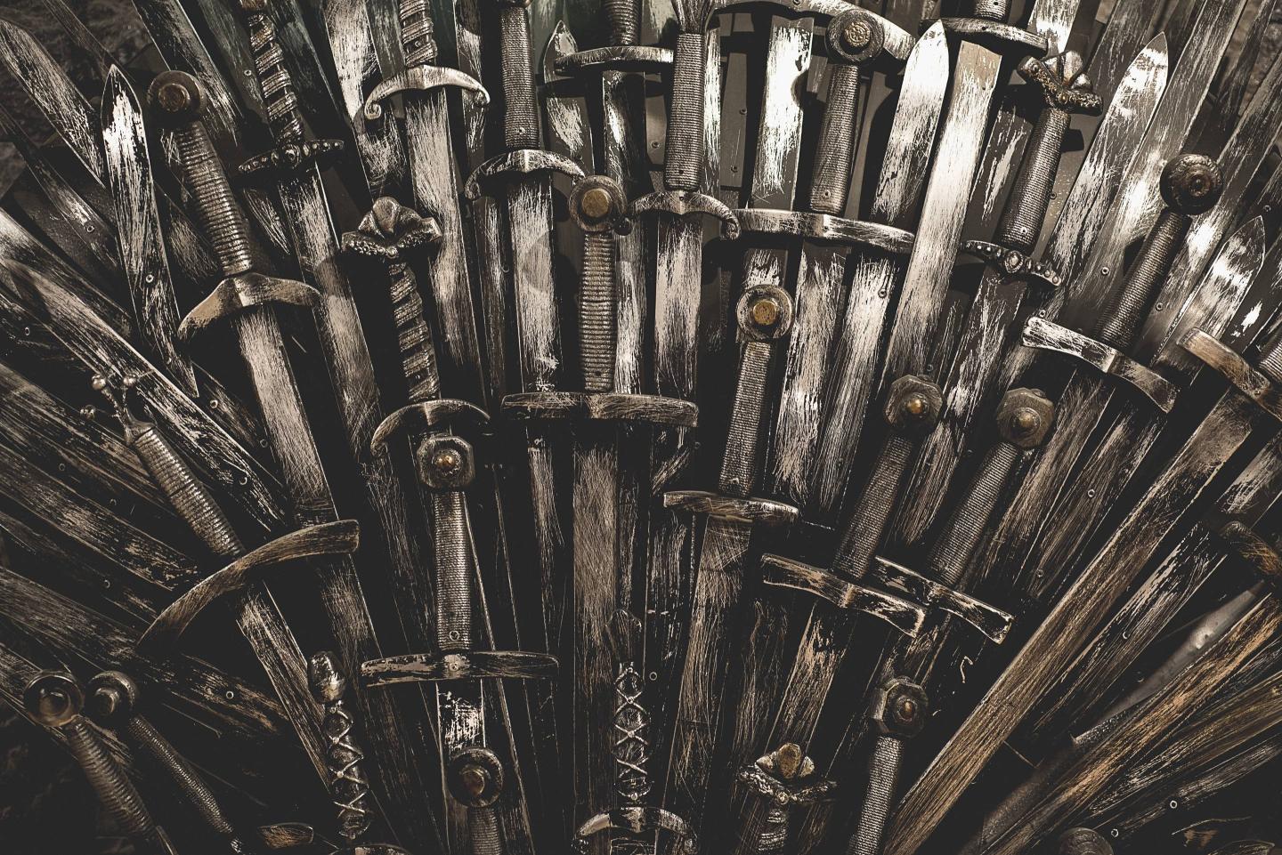 Metal knight swords background.
