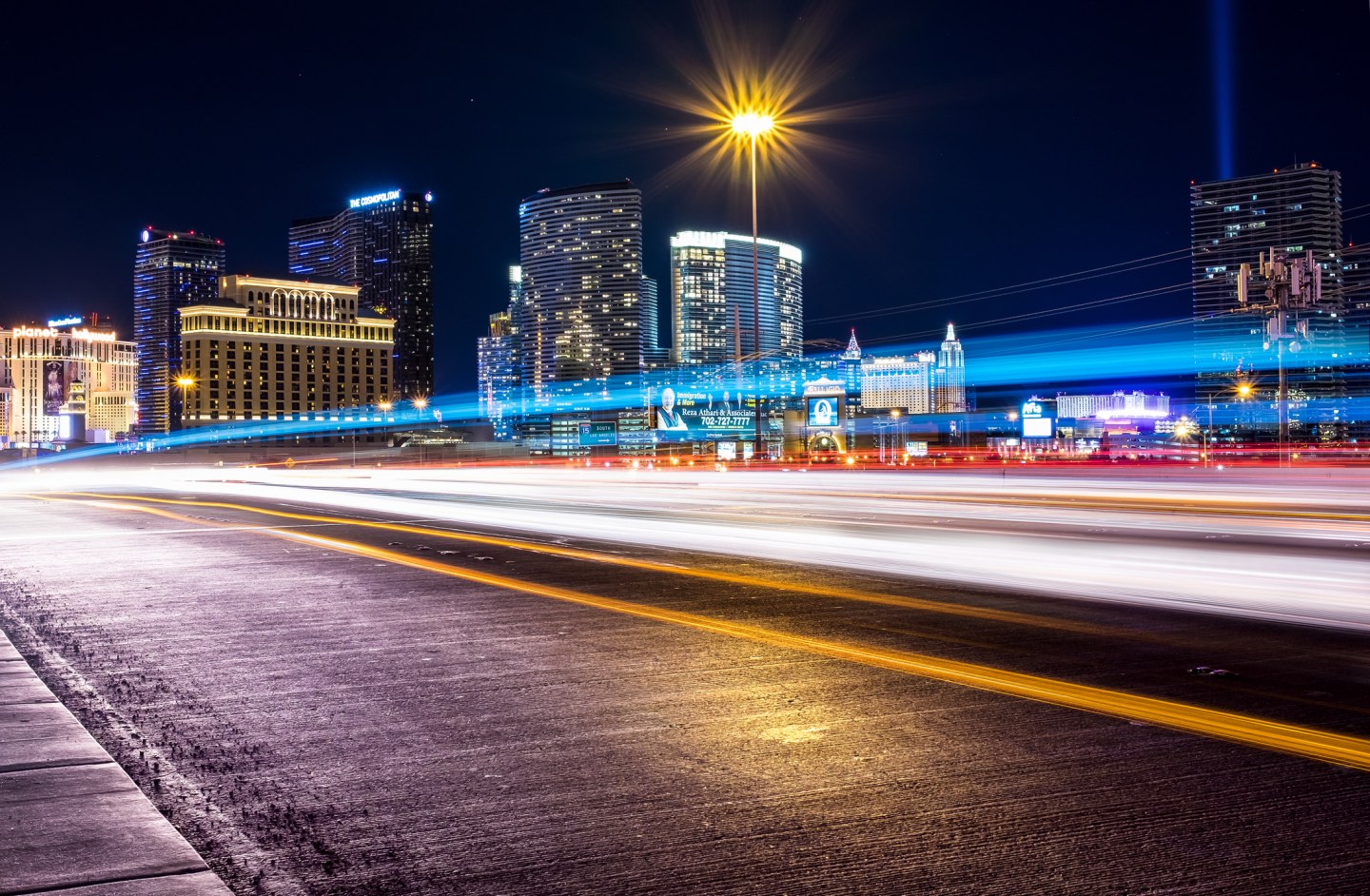 Light Trails On Road In City At Night