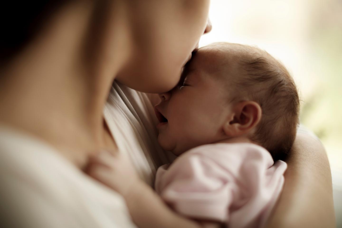 Mother and baby at home