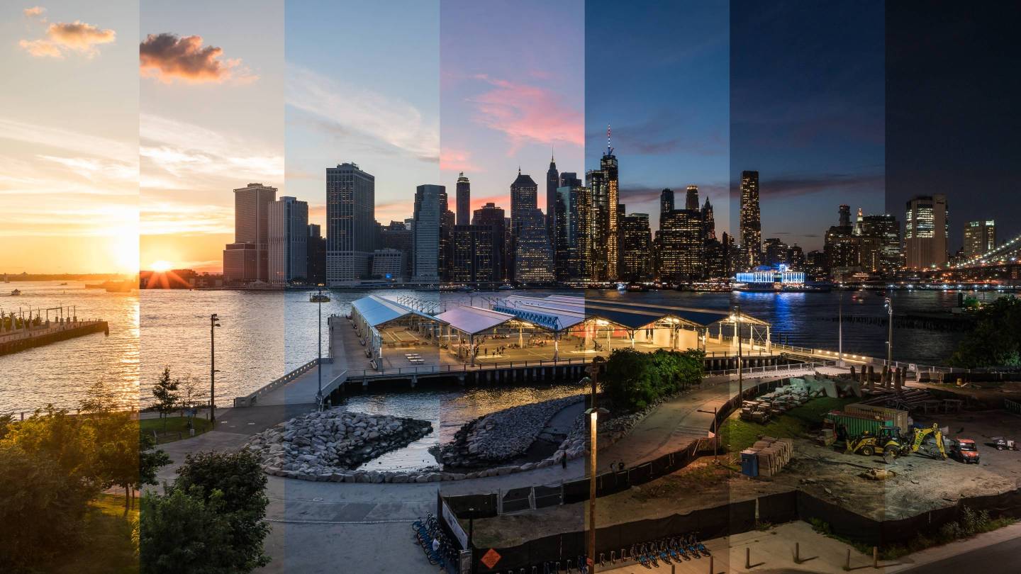 Composite Day to Night View of Lower Manhattan - New York