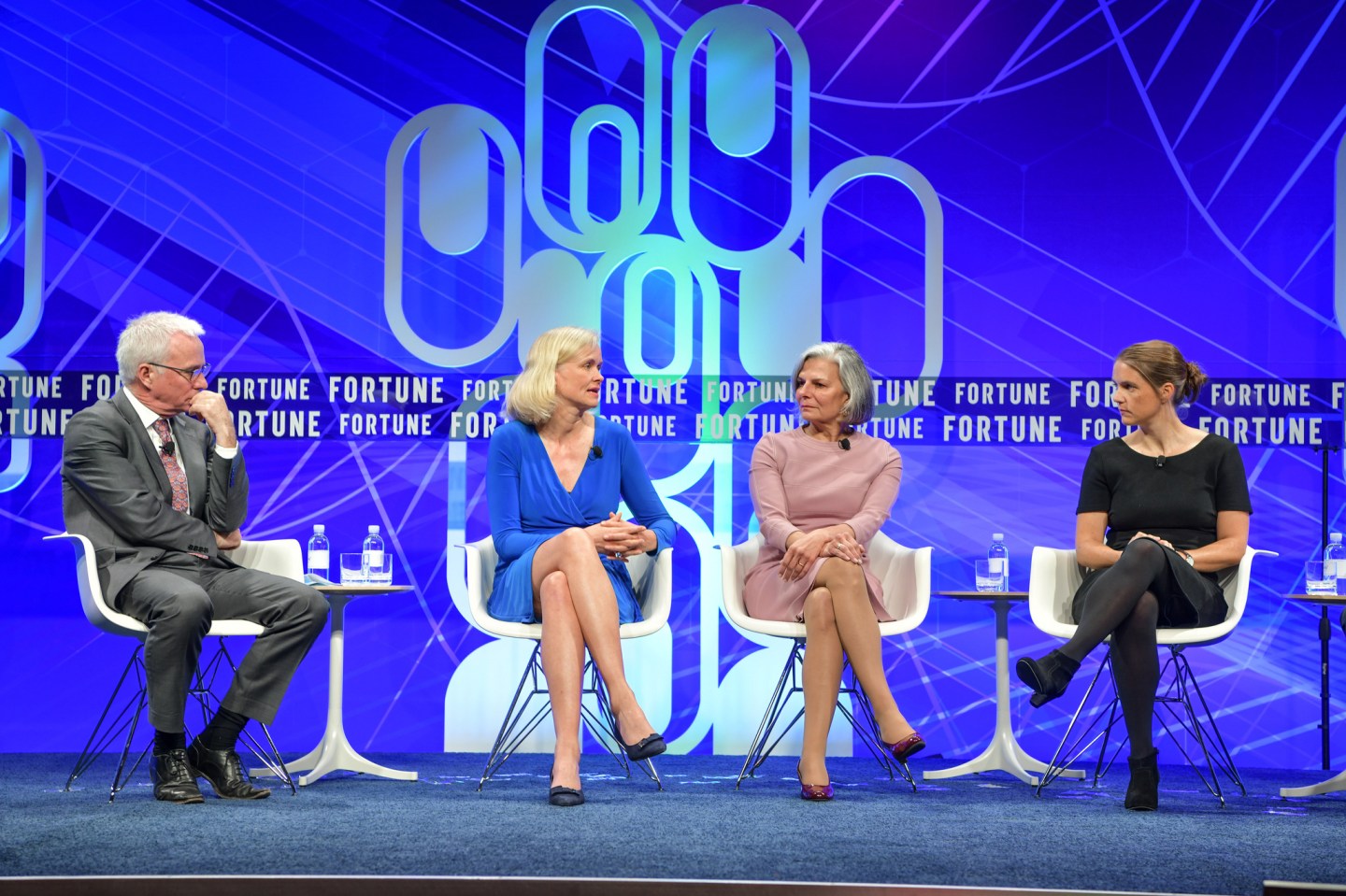 Peter Sands of The Global Fund for AIDS, Tuberculosis and Malaria; Carla Kriwet of Royal Philips; Julie Gerberding of Merck; and Caroline Buckee of Harvard University at the 2019 Fortune Brainstorm Health conference in San Diego.